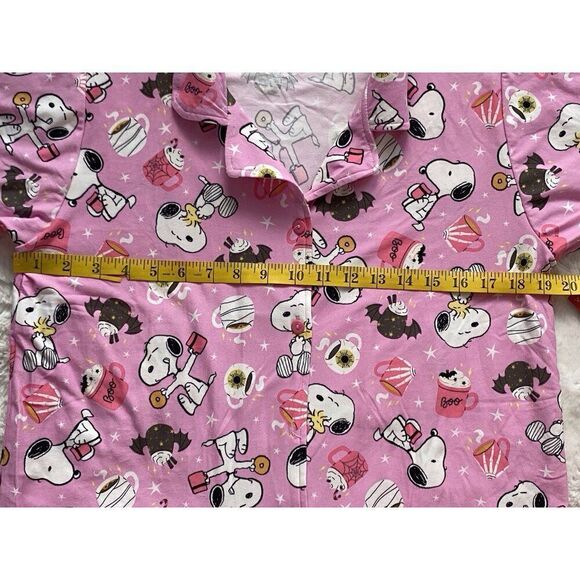 2pc Halloween Snoopy Pajama PJ Set Shorts Women’s Sz M Hot Cocoa Bats Pink NEW - Picture 8 of 14